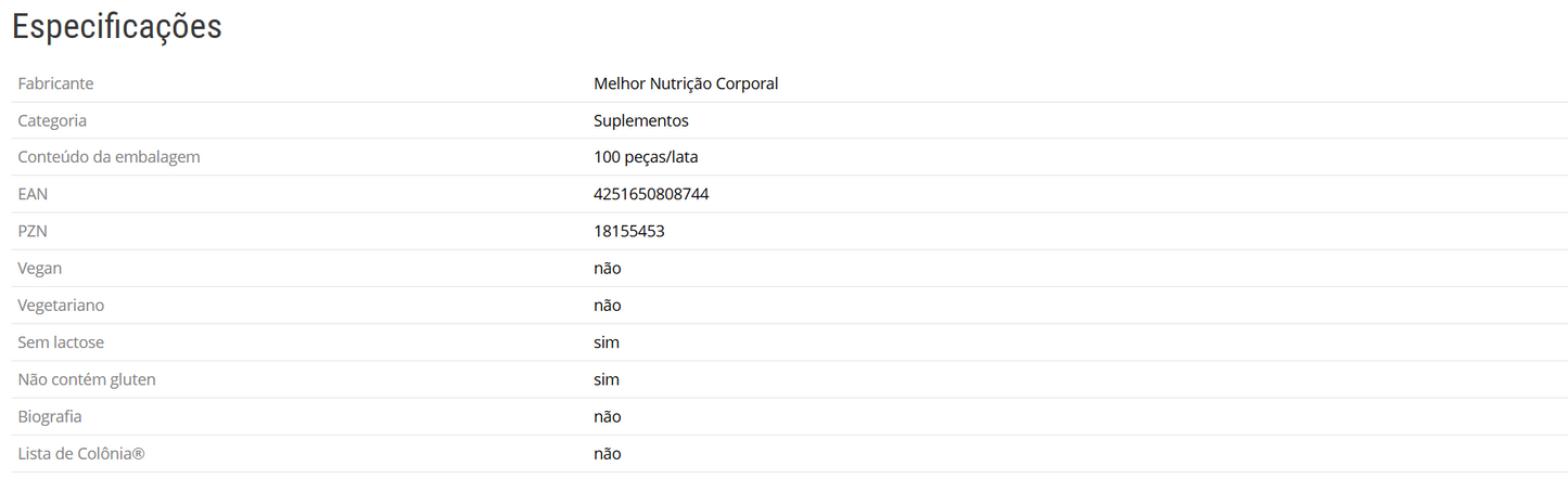 Cápsulas de glucosamina e condroitina - 100 unidades/lata