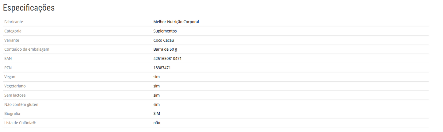 CLEAN SNACK BAR - Coco e Cacau - barra de 50 g