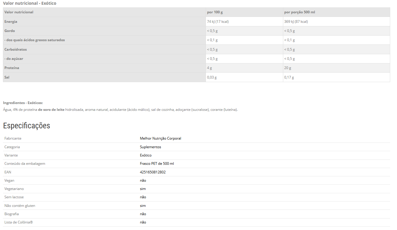 CLEAR WATER WHEY DRINK - RTD - Exotic 500ml