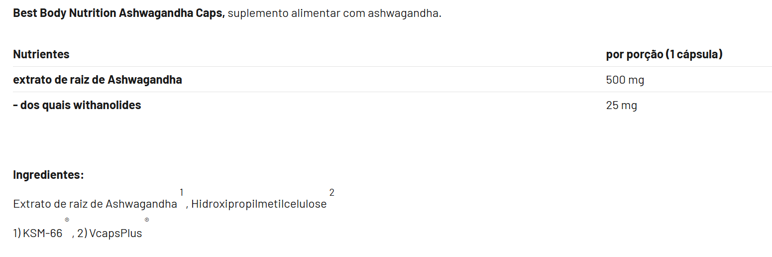 Ashwagandha Orgânica - 60 cápsulas