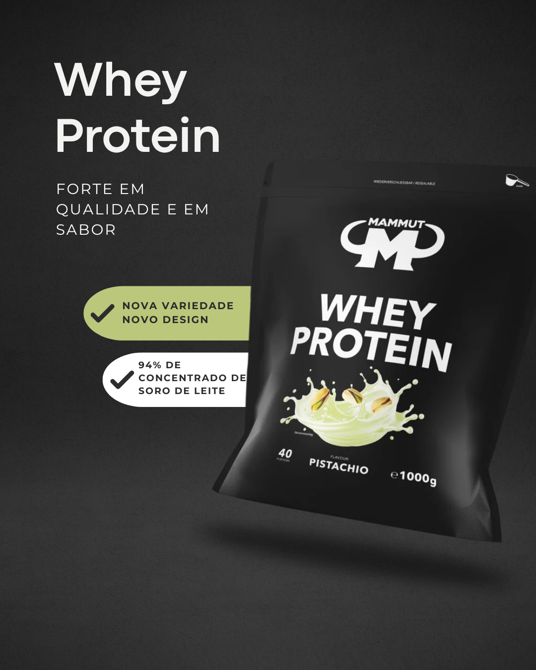 Proteína Whey - Pistácio - Zipbag 1000g