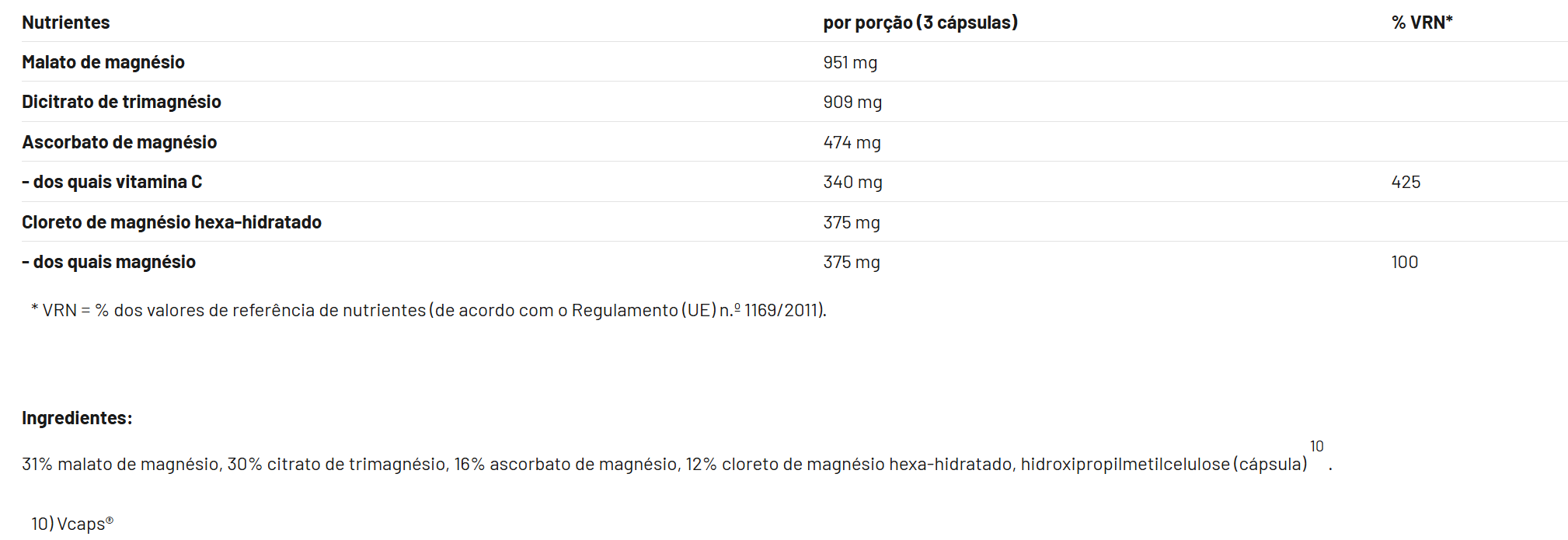 Magnésio - 90 Cápsulas
