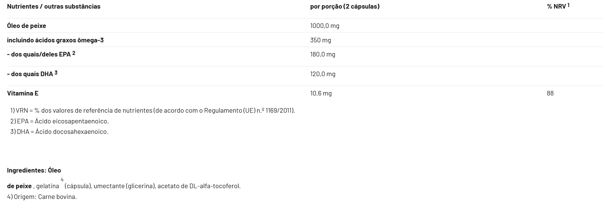 Cápsulas Vital Omega 3 - 120 cápsulas