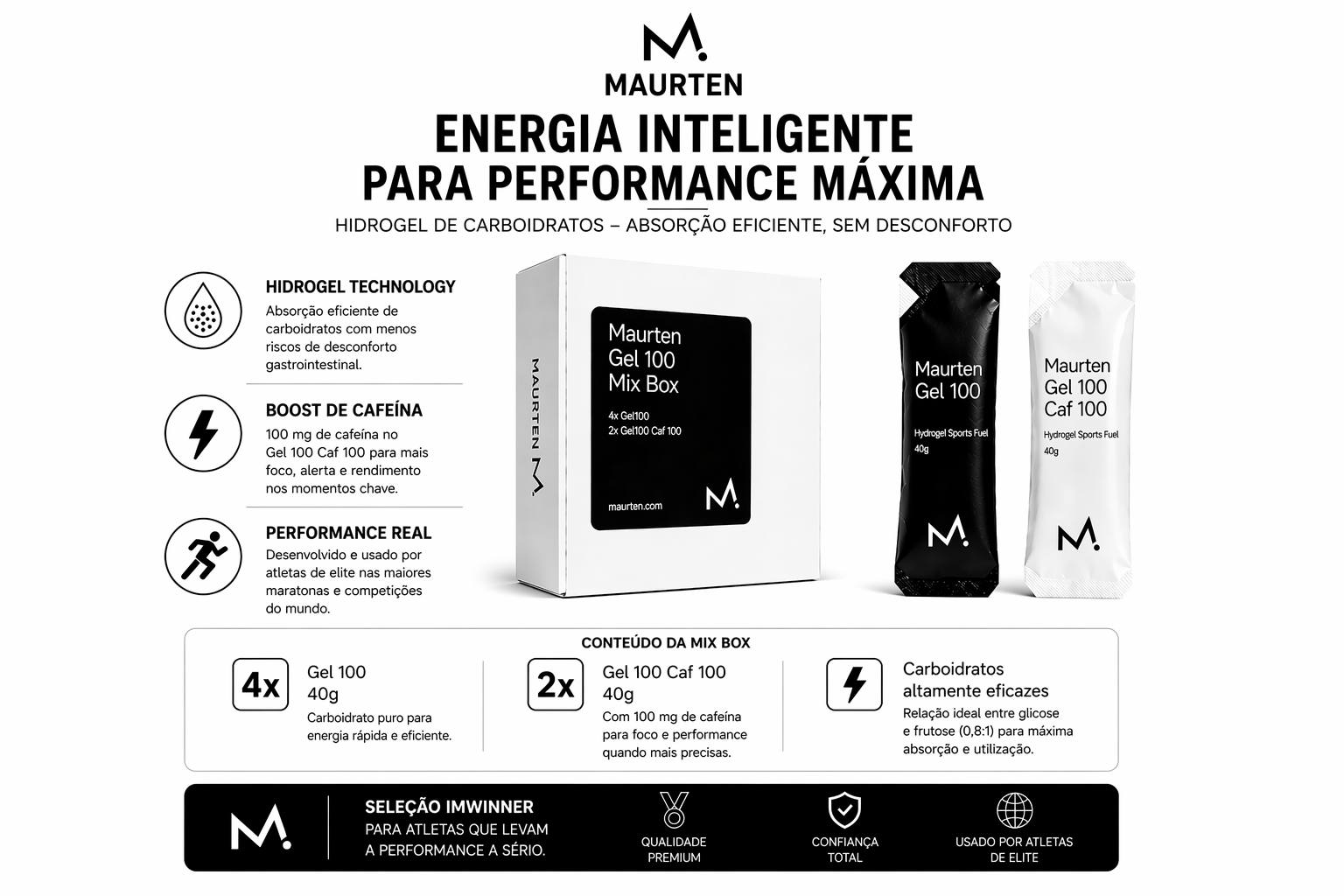 Pack 6Un Maurten Gel 100 | Gel Energético para Corrida, Trail e Ciclismo